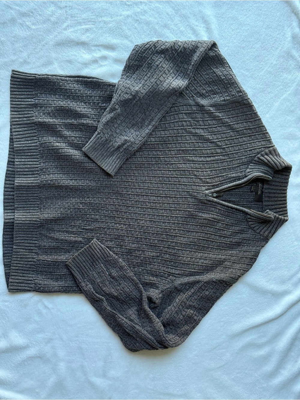Tasso Elba Men's Charcoal Gray Zip-Neck Cable Knit Sweater